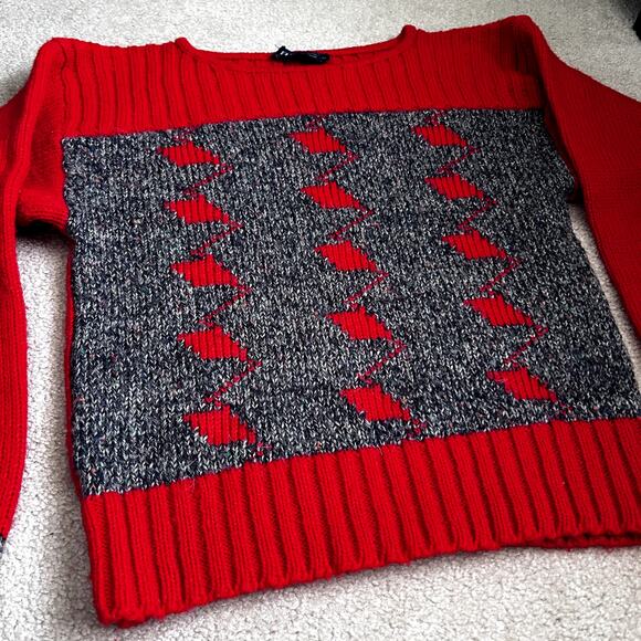 Guo For You Vintage 90s Grandpa style Blend Wool Red Sweater Size S - Picture 9 of 10